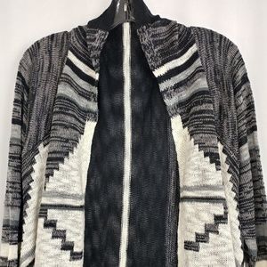 Aztec Cardigan Black and White with Tassels